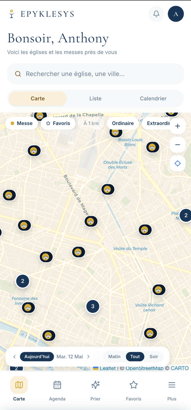 App Epyklesys, carte